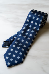 AT022NY Navy Blue Check Tie