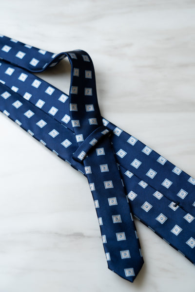 AT022NY Navy Blue Check Tie