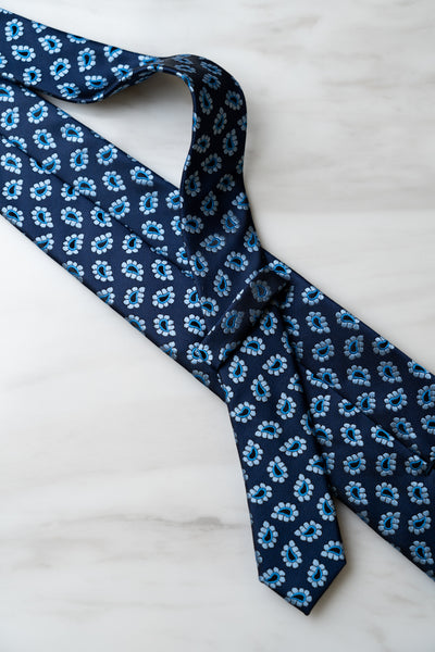 AT025NY Navy Blue Floral Tie