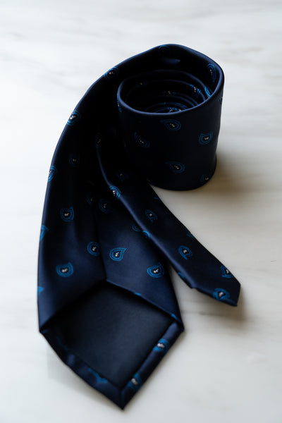 AT027NY Navy Blue Dots Tie