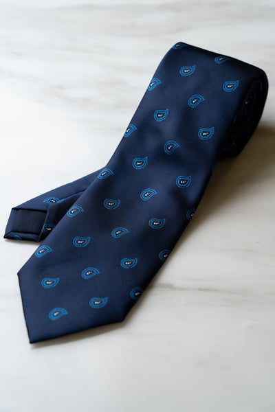 AT027NY Navy Blue Dots Tie