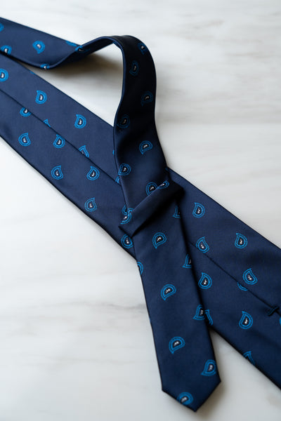 AT027NY Navy Blue Dots Tie