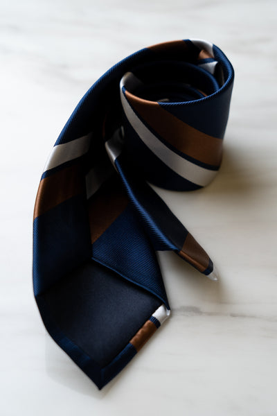 AT040BU Navy Blue Stripe Tie