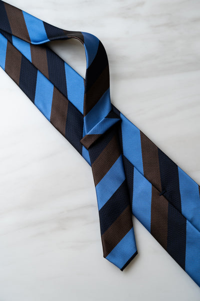 AT042BUBN Blue/Brown Stripe Tie