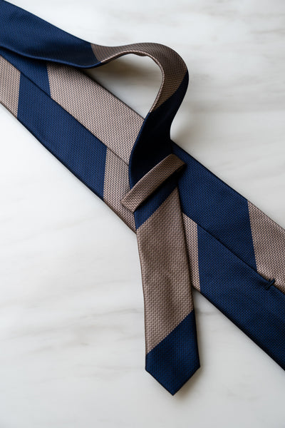 AT044BNBU Light Brown/Blue Stripe Tie