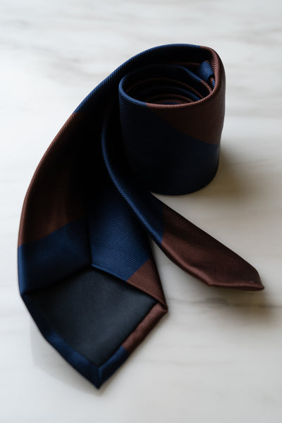 AT045BNBU Dark Brown/Blue Stripe Tie