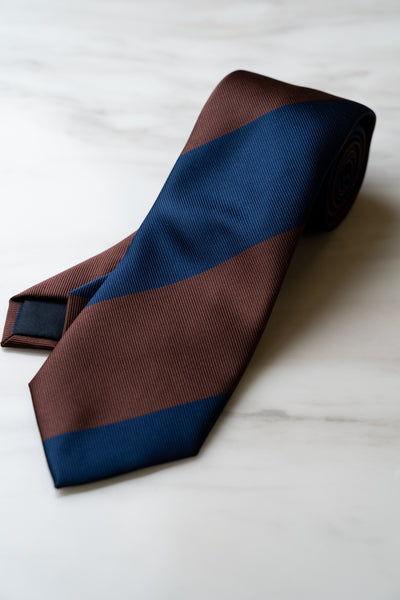 AT045BNBU Dark Brown/Blue Stripe Tie