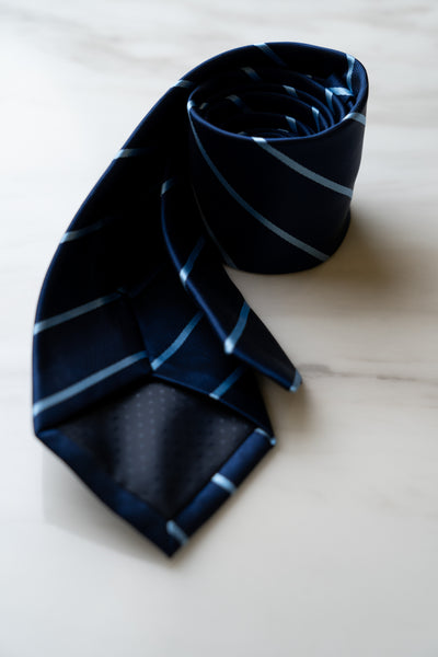 AT048NY Navy Blue Stripe Tie