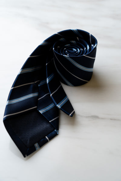 AT058NY Navy Blue Stripe Tie