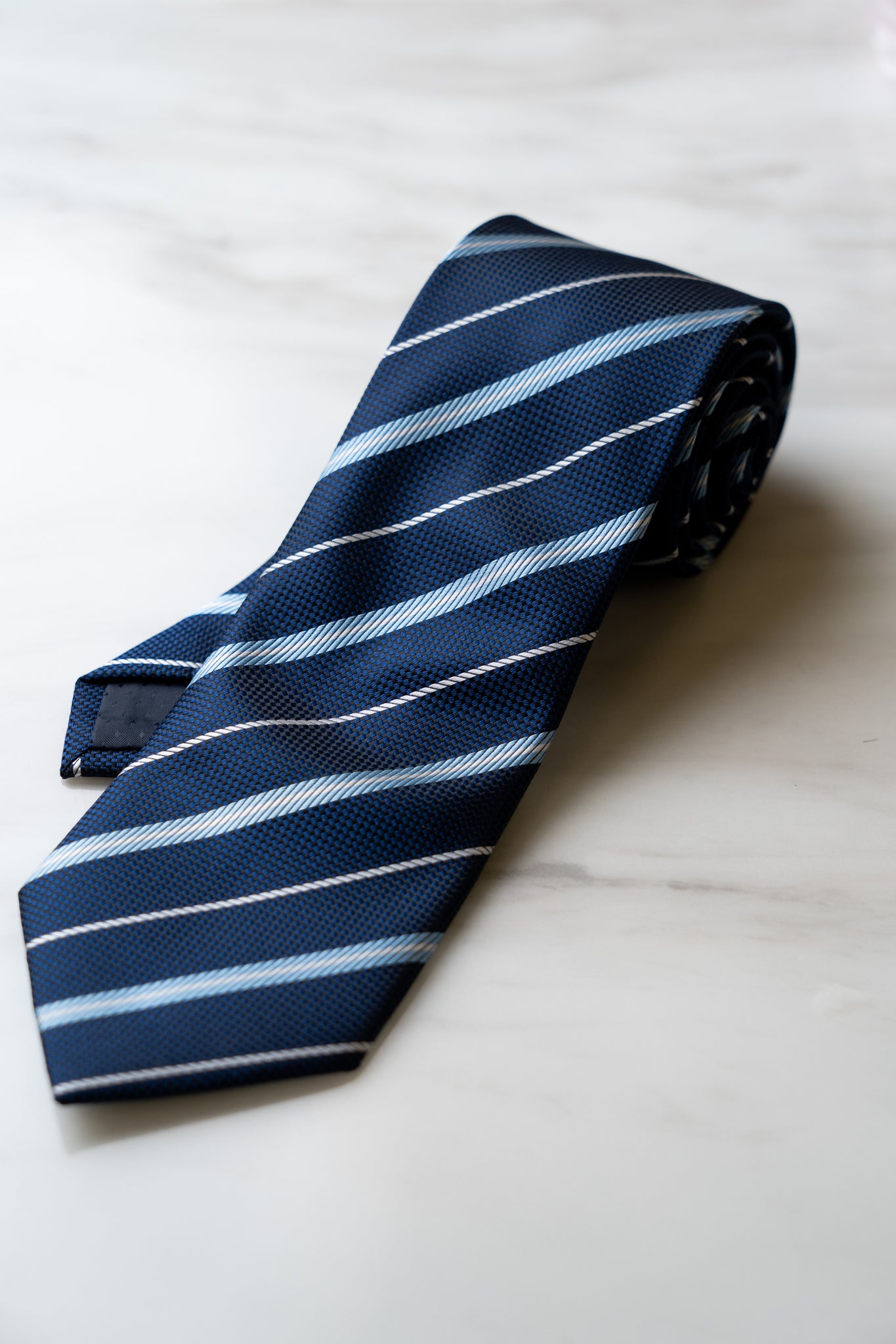 AT058NY Navy Blue Stripe Tie