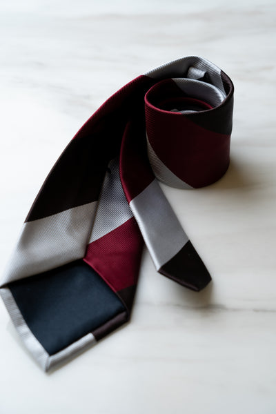 AT062RD Brown/Grey/Red Stripe Tie