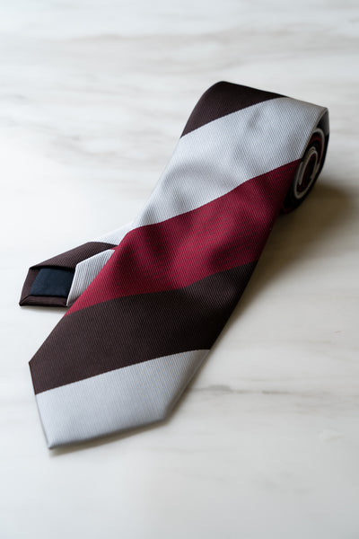 AT062RD Brown/Grey/Red Stripe Tie