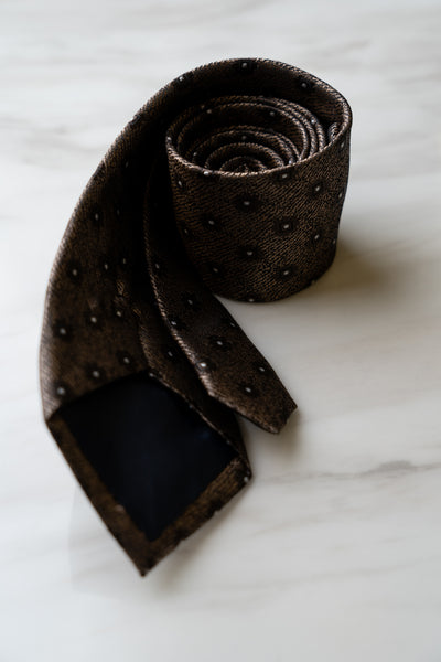 AT086BN Light Brown Floral Tie