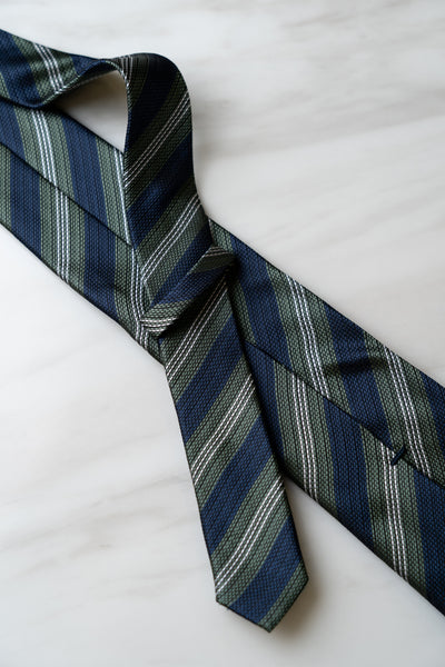 AT099BUGN Olive Green/Blue Stripe Tie