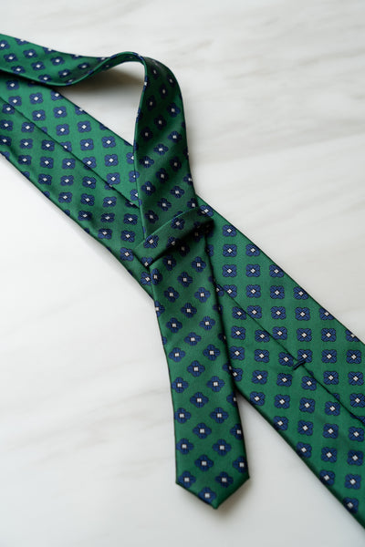 AT111GN Bottle Green Floral Tie