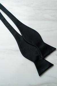 B129BK Black Satin Self Bow Tie