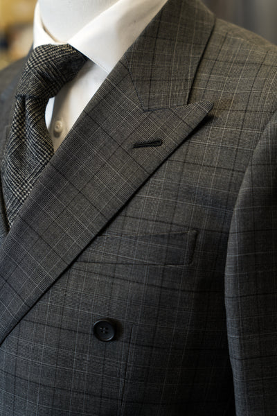 Dark Grey Checkered Double-Breasted Suit