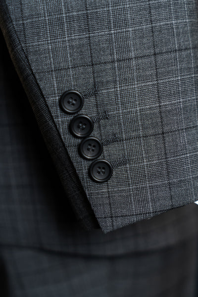 Dark Grey Checkered Double-Breasted Suit