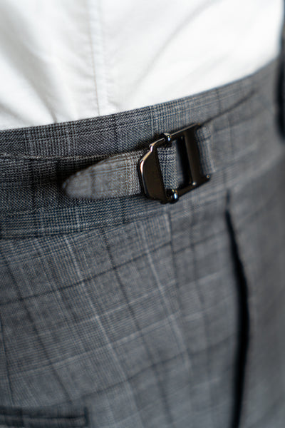 Dark Grey Checkered Double-Breasted Suit