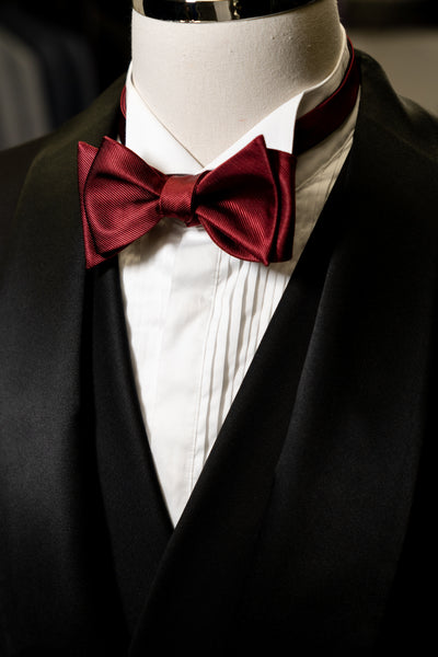B130RD Red Satin Self Bow Tie