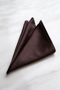 PS013BR Dark Brown Pocket Squares With Stitching