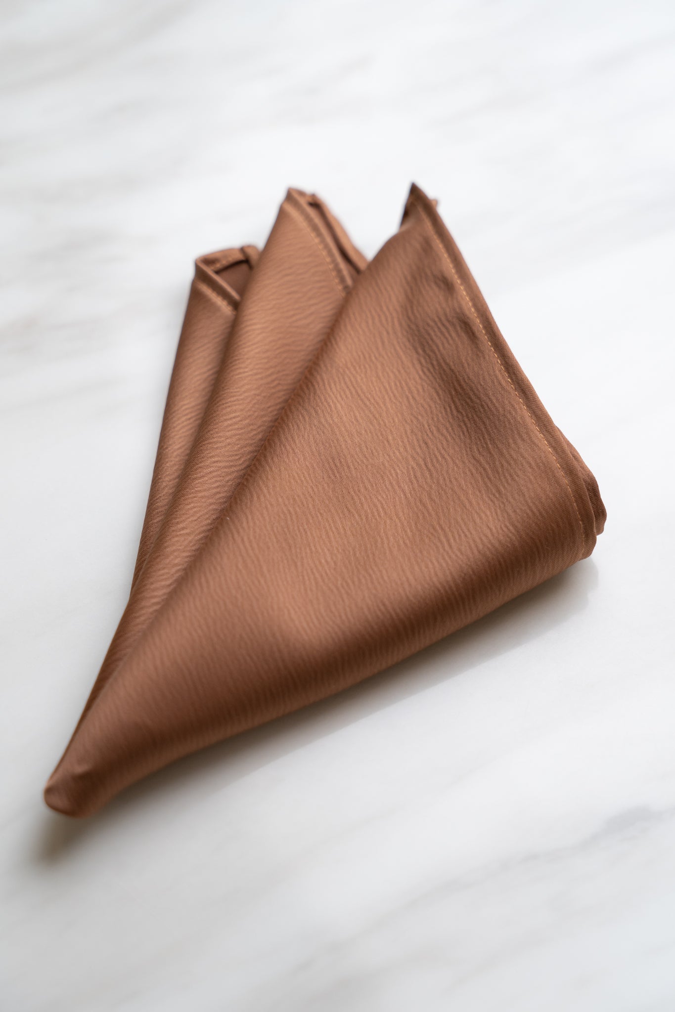 PS017BR Brown Pocket Squares With Stitching
