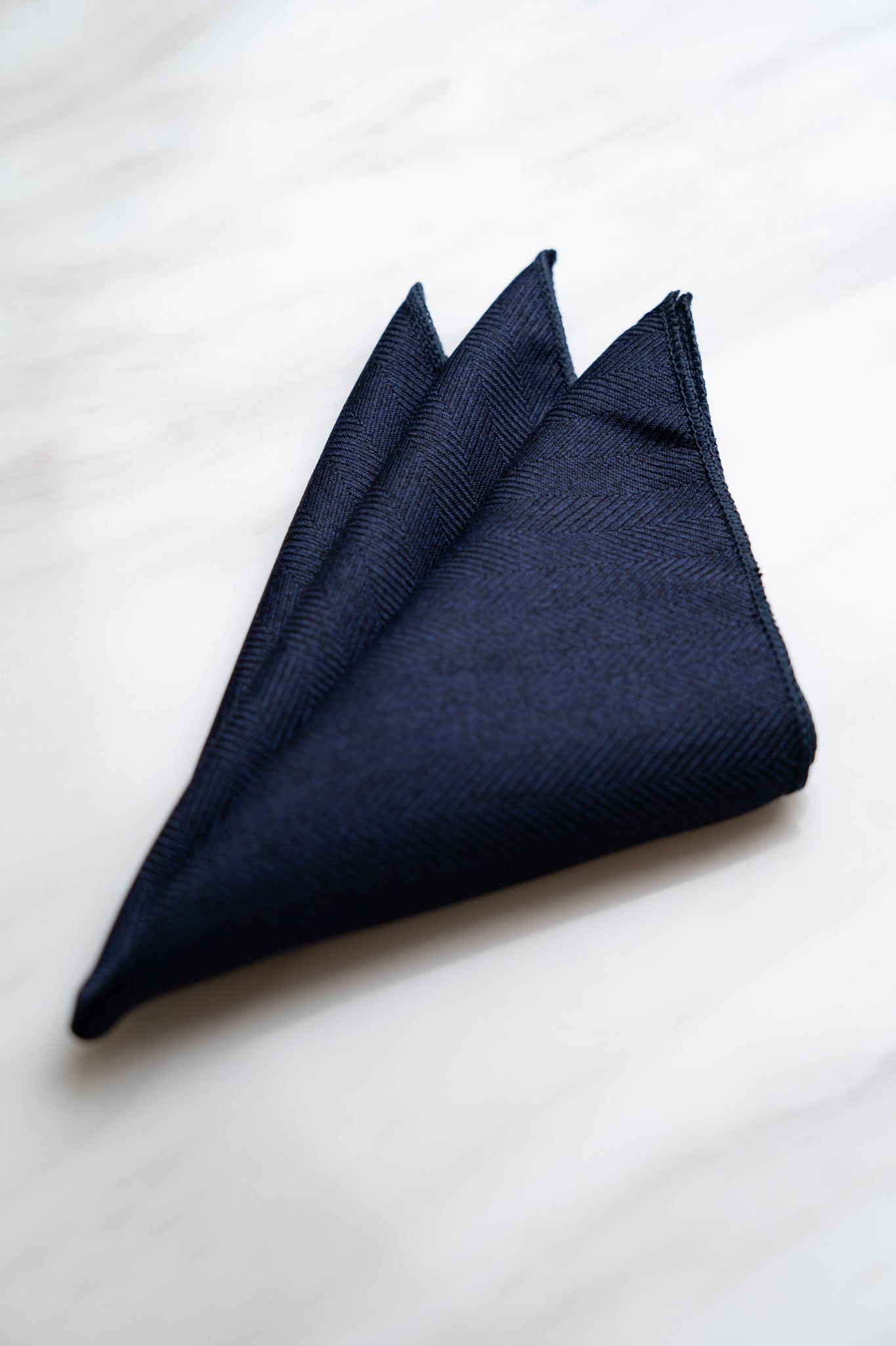 PS021BU Navy Blue Herringbone Pocket Squares