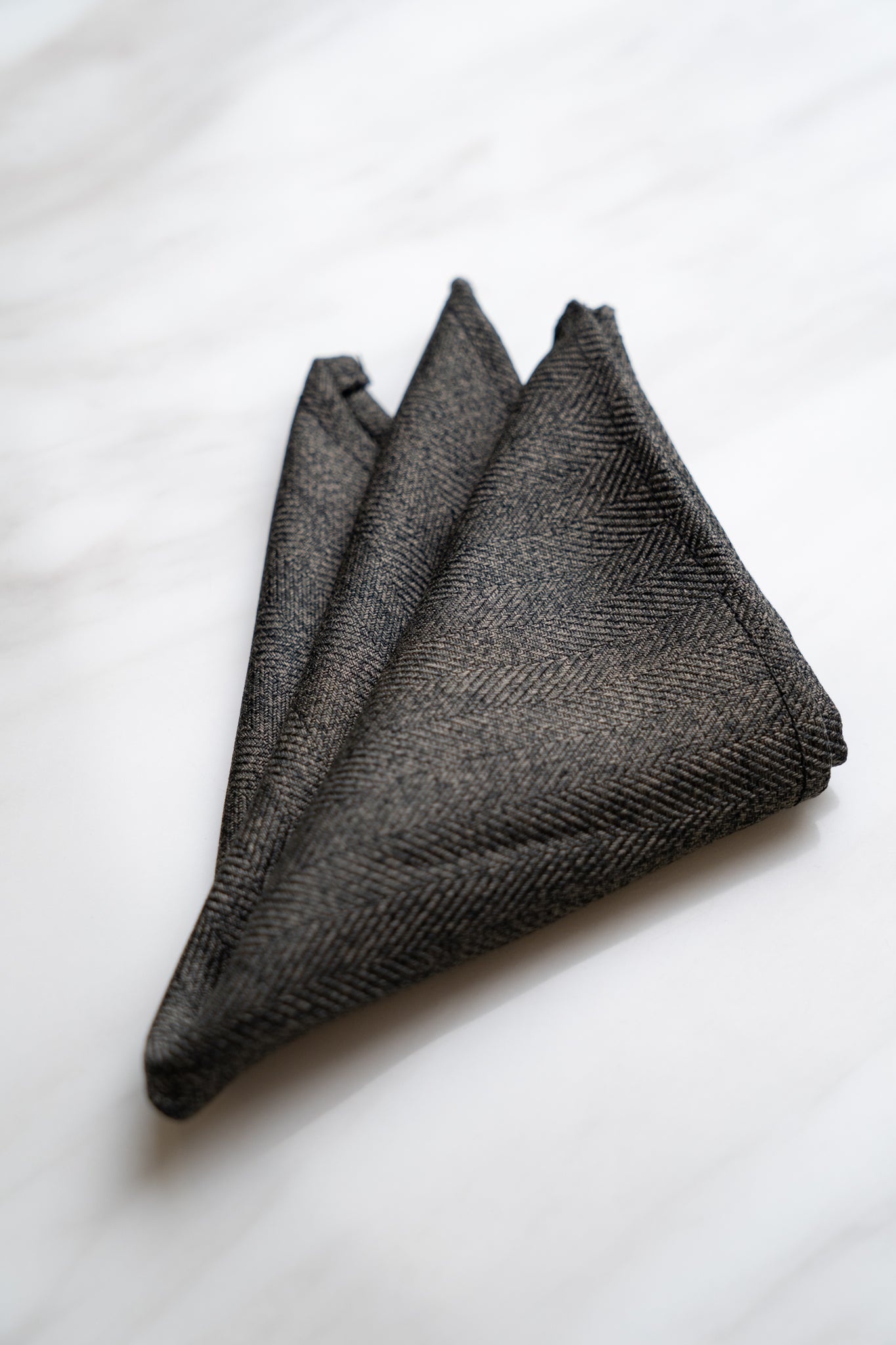 PS022GR Dark Grey Herringbone Pocket Squares