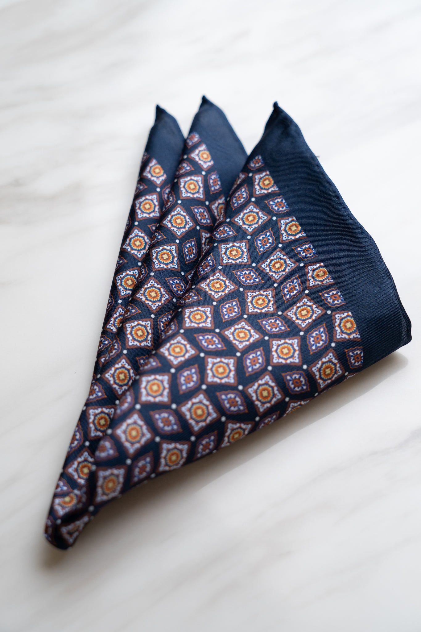 PS025BU Navy Blue Floral Pocket Squares