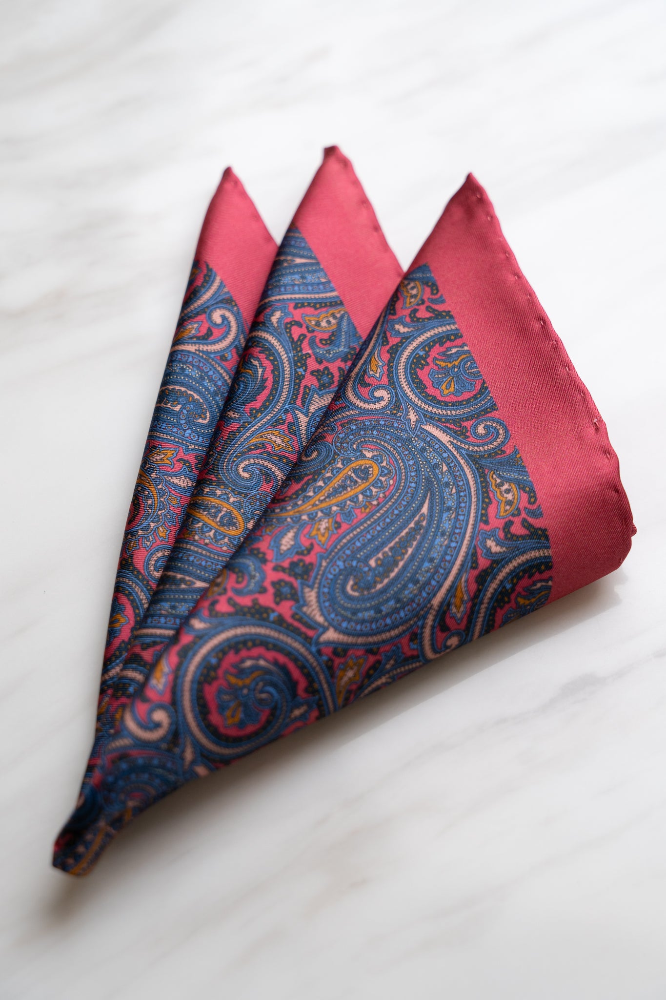 PS027RD Red Paisley Pocket Squares