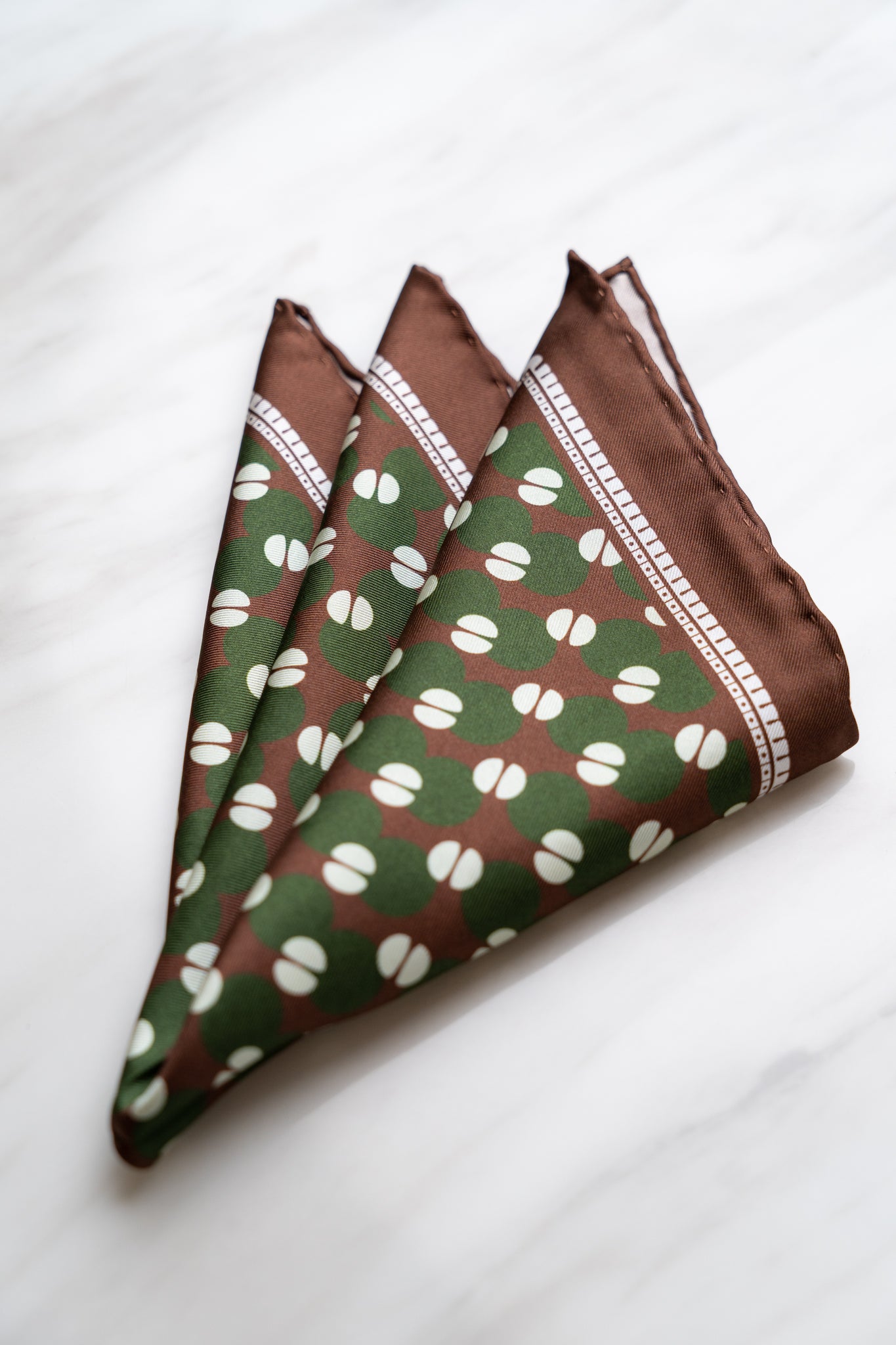 PS032BR Brown Floral Pocket Squares