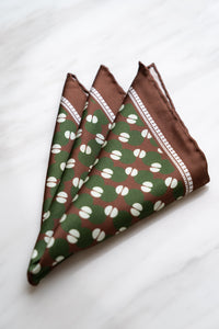 PS032BR Brown Floral Pocket Squares