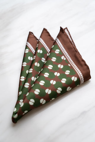 PS032BR Brown Floral Pocket Squares