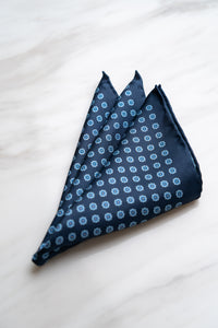PS036BU Navy Blue Pocket Squares With Floral