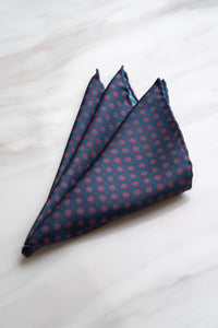 PS037BU Navy Blue Pocket Squares With Red Floral