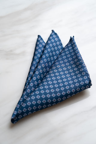 PS043BU Navy Blue Floral Pocket Squares