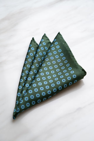 PS045GN Green Floral Pocket Squares