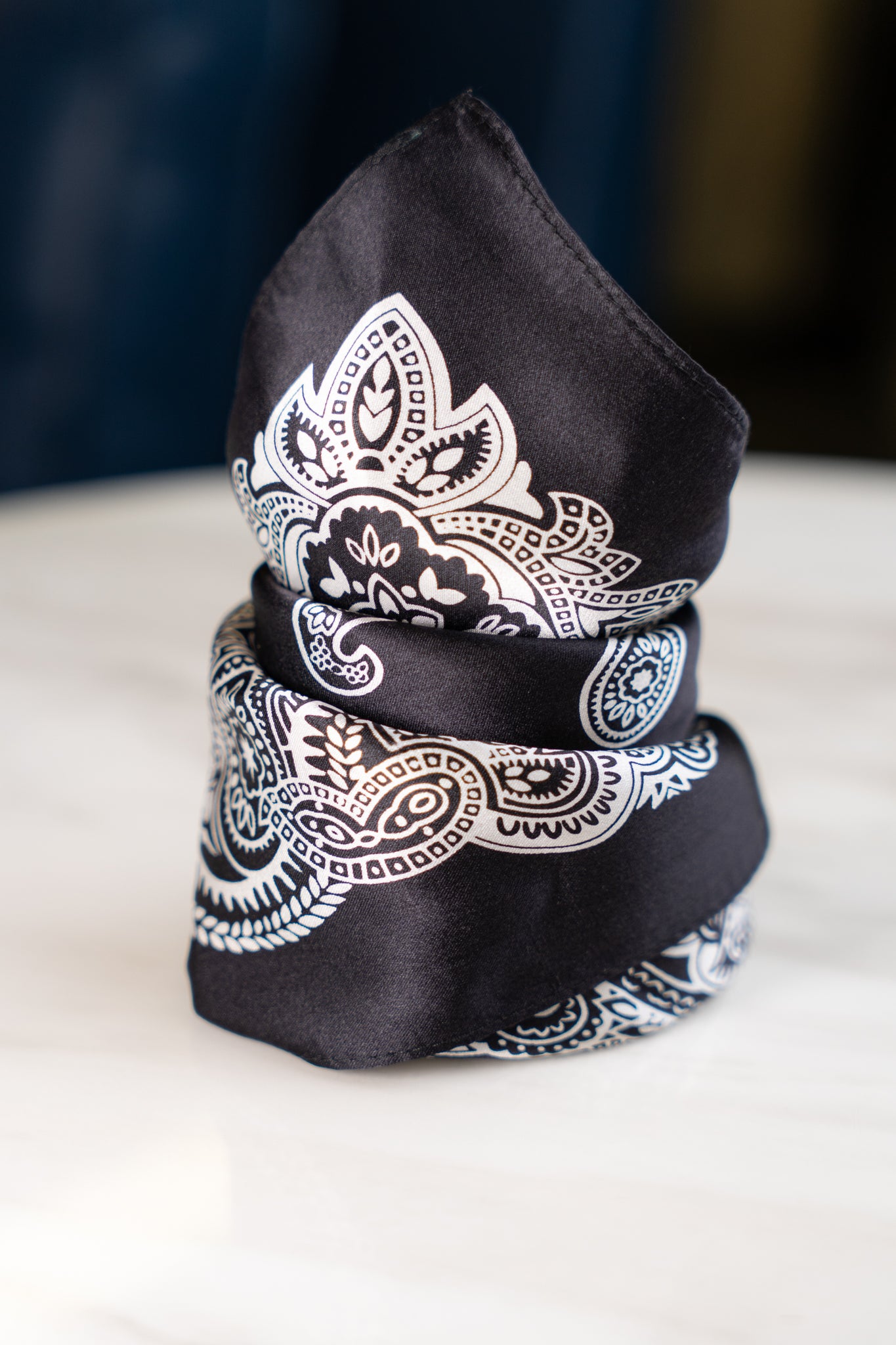 Black Floral & Paisley Silk Scarf