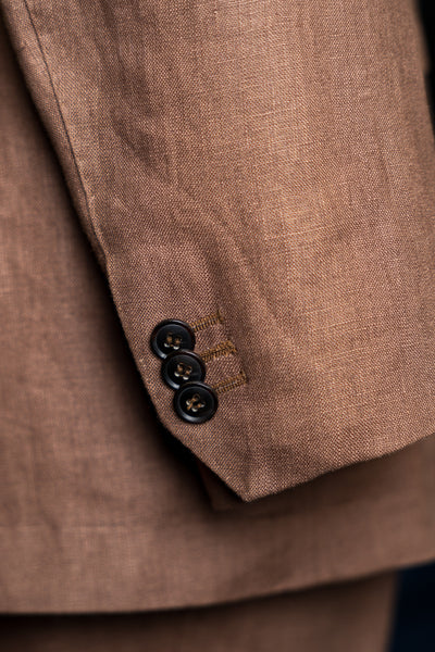 Brown Linen Double-Breasted Suit