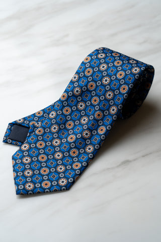 AT154BU Blue With Orange Floral Tie