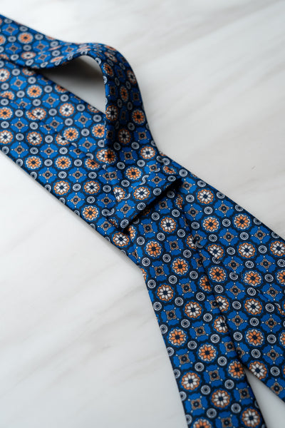 AT154BU Blue With Orange Floral Tie