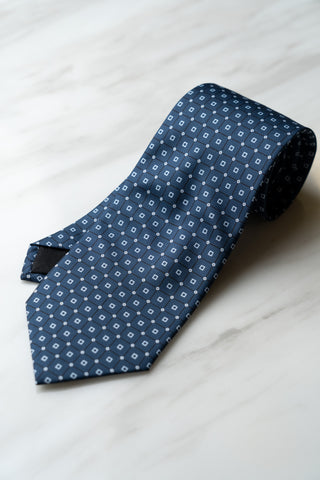 AT157BU Navy Blue Check & Dots Tie