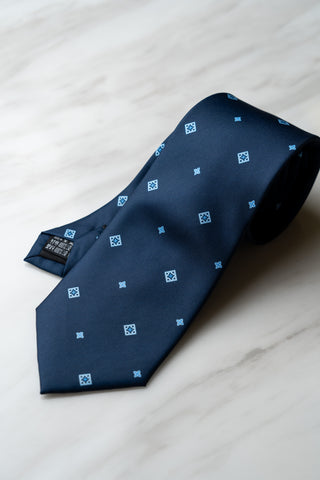 AT166BU Blue Check & Dots Tie