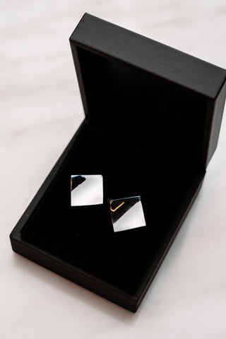 CL003SV Silver Rhombic Cufflink