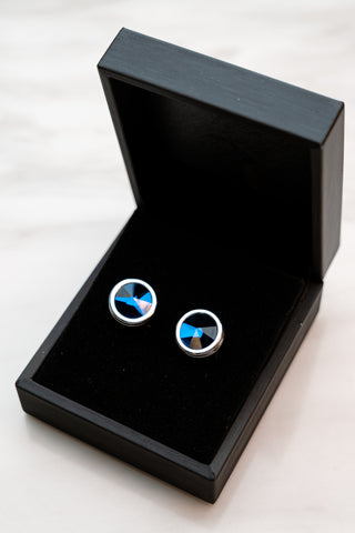 CL004BU Royal Blue Crystal Cufflink