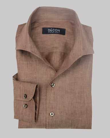 Brown 100% 60 Lea Linen Shirt