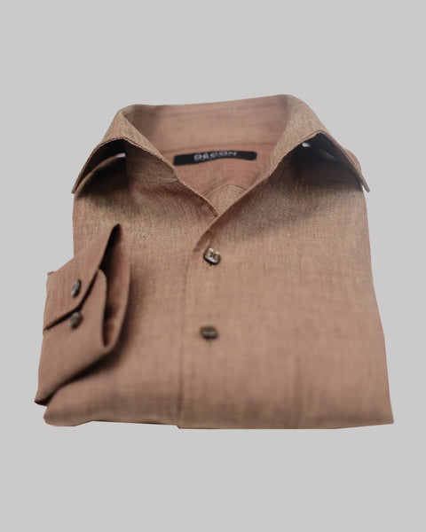 Brown 100% 60 Lea Linen Shirt