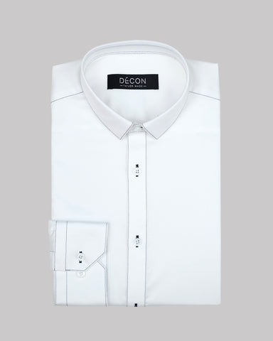 White Shirt With Black Stitching