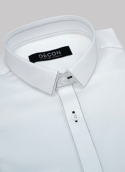 White Shirt With Black Stitching